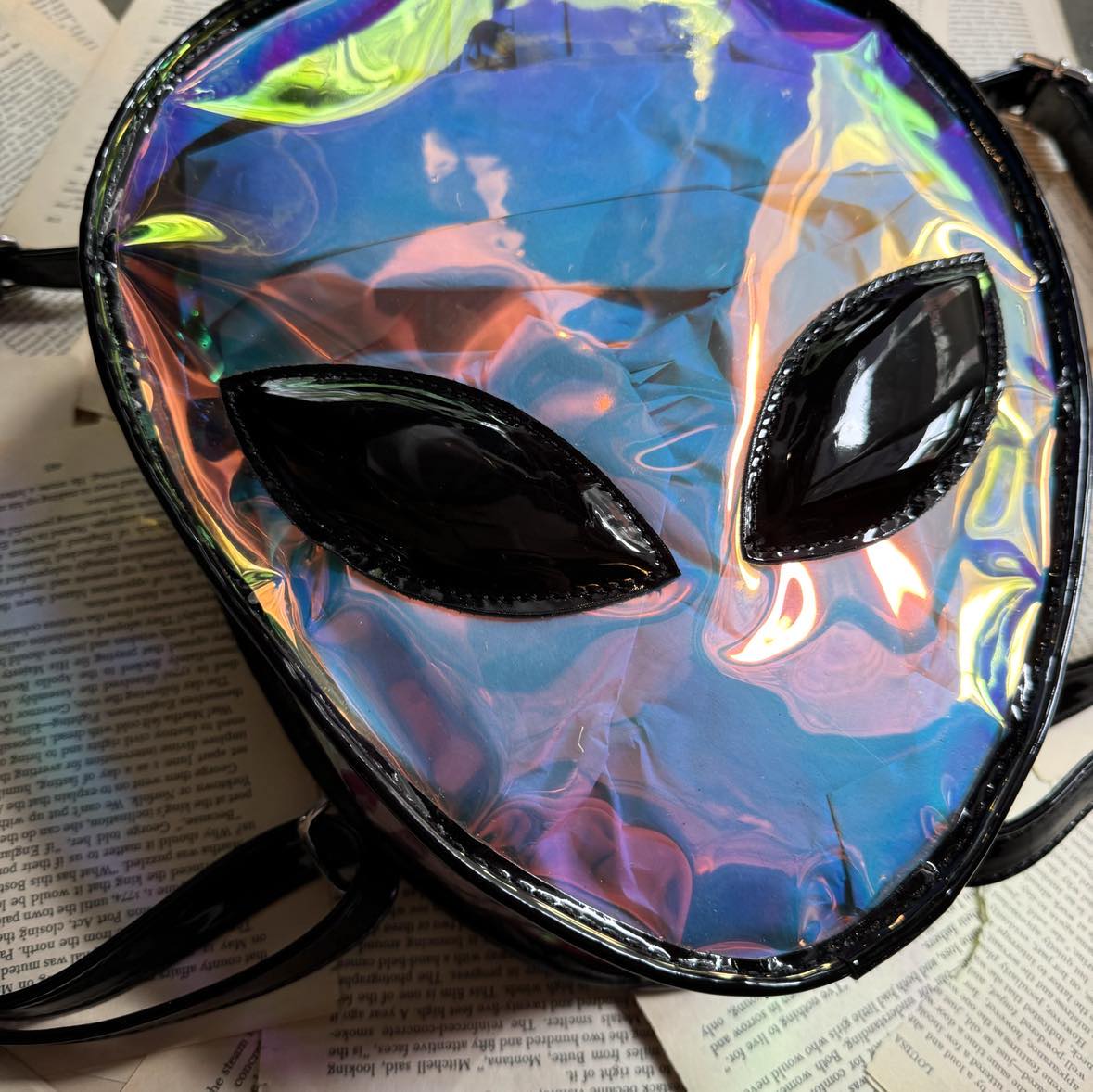 Iridescent Alien Head Backpack