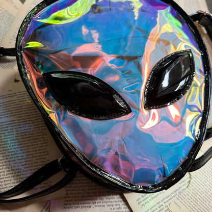 Iridescent Alien Head Backpack