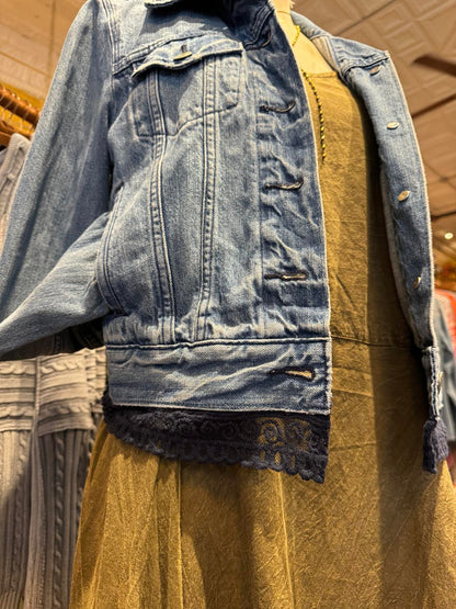 Denim Jacket with Navy Lace Cutouts* #43