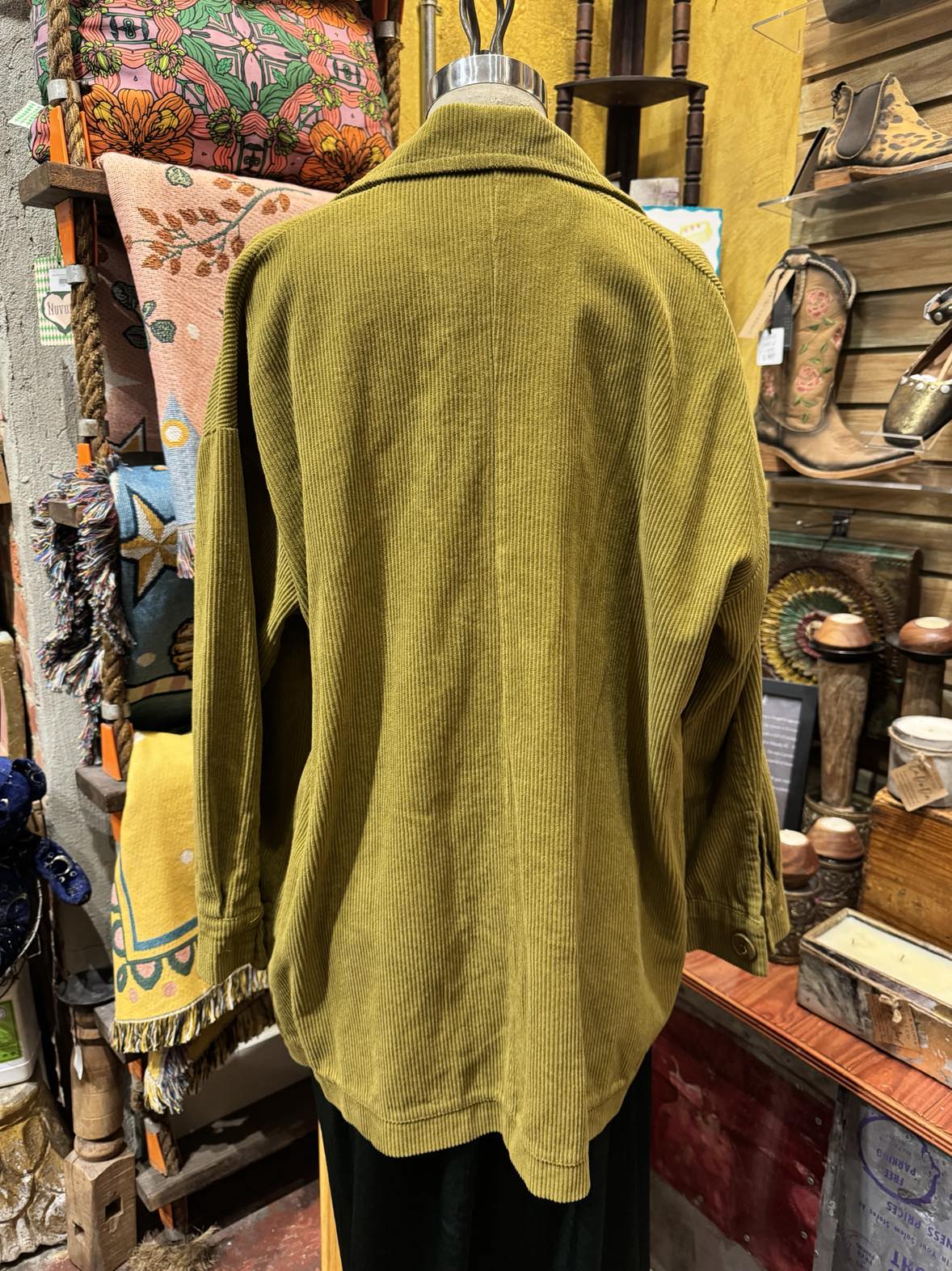 Corduroy Button Front Jacket- Mustard