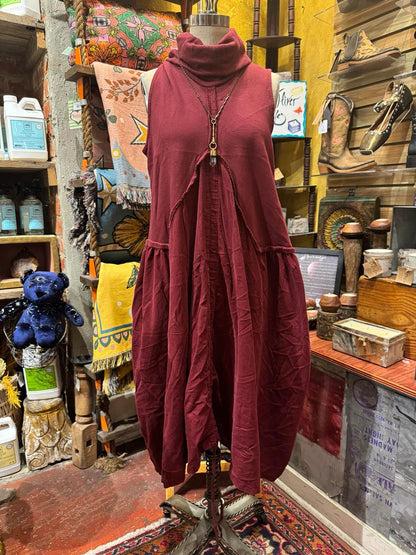 Cowl Neck Dress- Wine