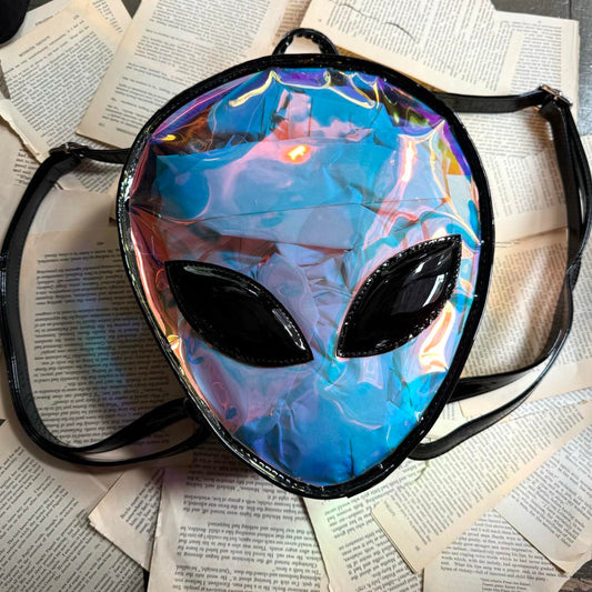 Iridescent Alien Head Backpack