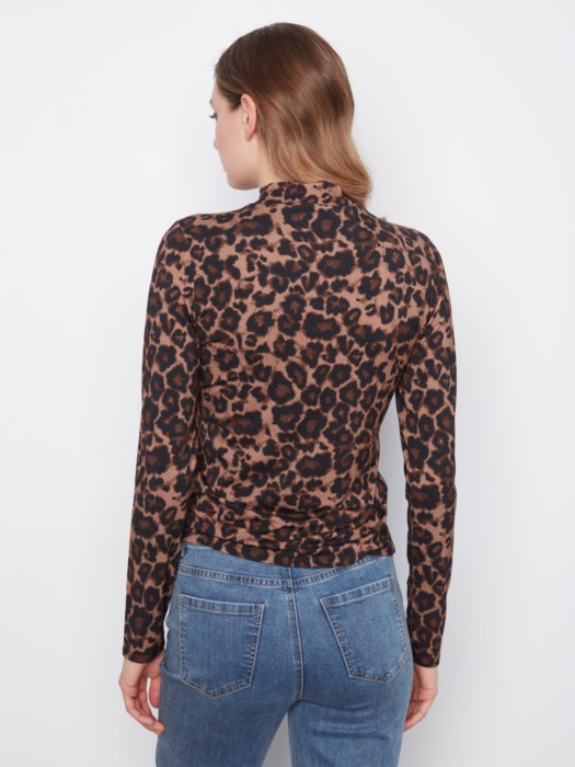 Printed Long Sleeve Mock Neck Top