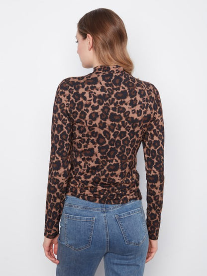 Printed Long Sleeve Mock Neck Top
