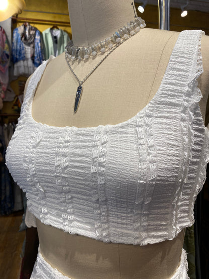 Plunge Neck Cropped Tank - White