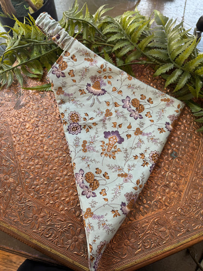 Light Blue / Gold Floral Bandana #SS5 (1)*