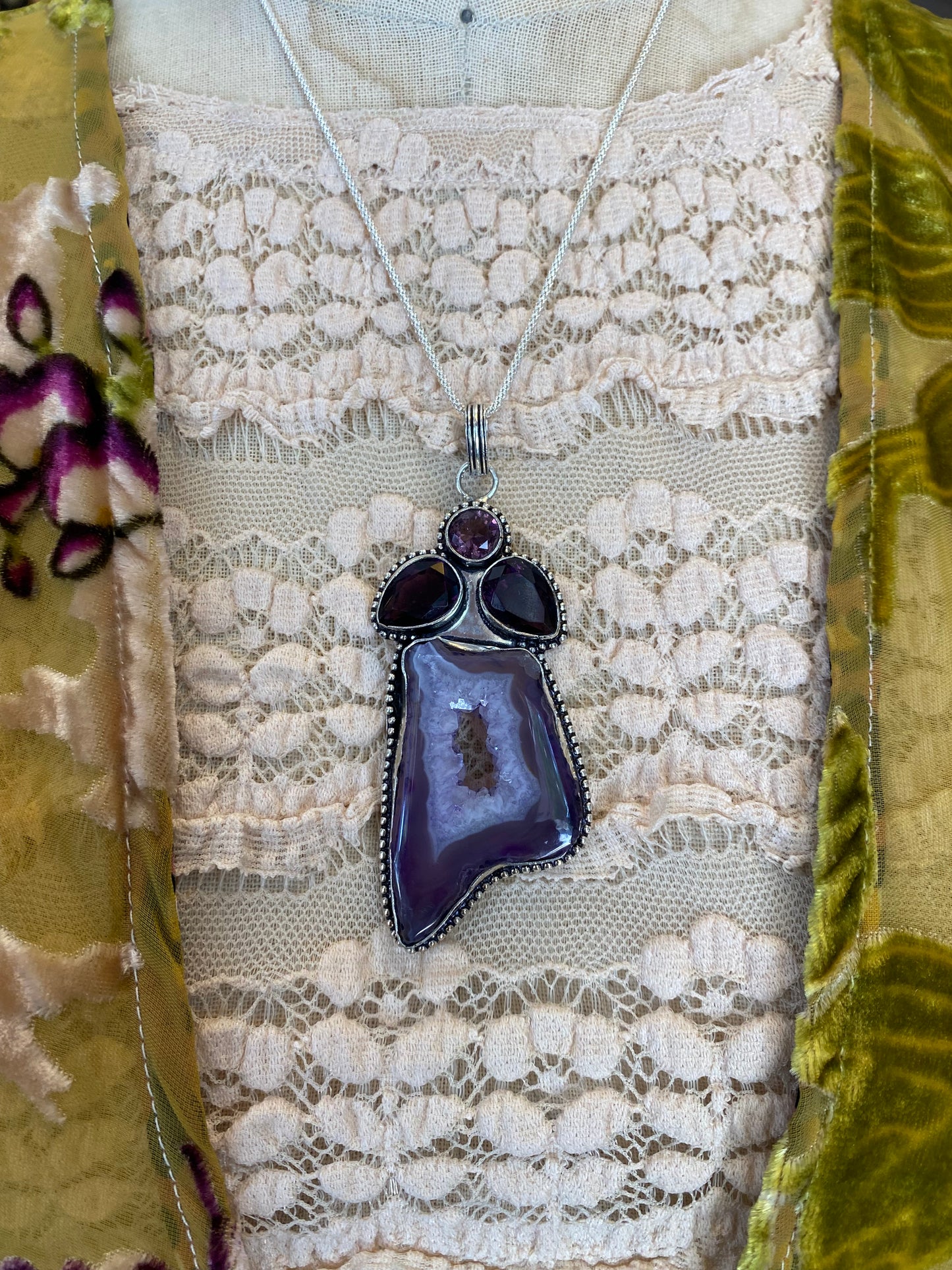 Dyed Amethyst Geode Pendant