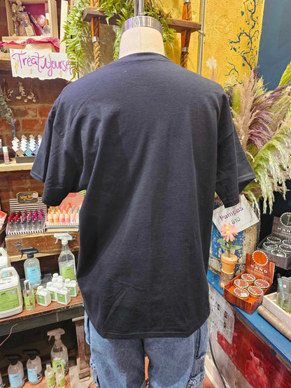 Black Fishbones Tee - Handpainted & Upcycled - IH7*