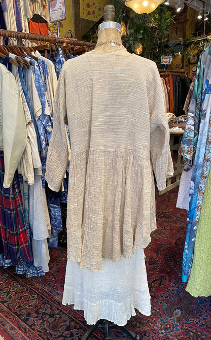 High-Lo Jacket With Ties - Natural