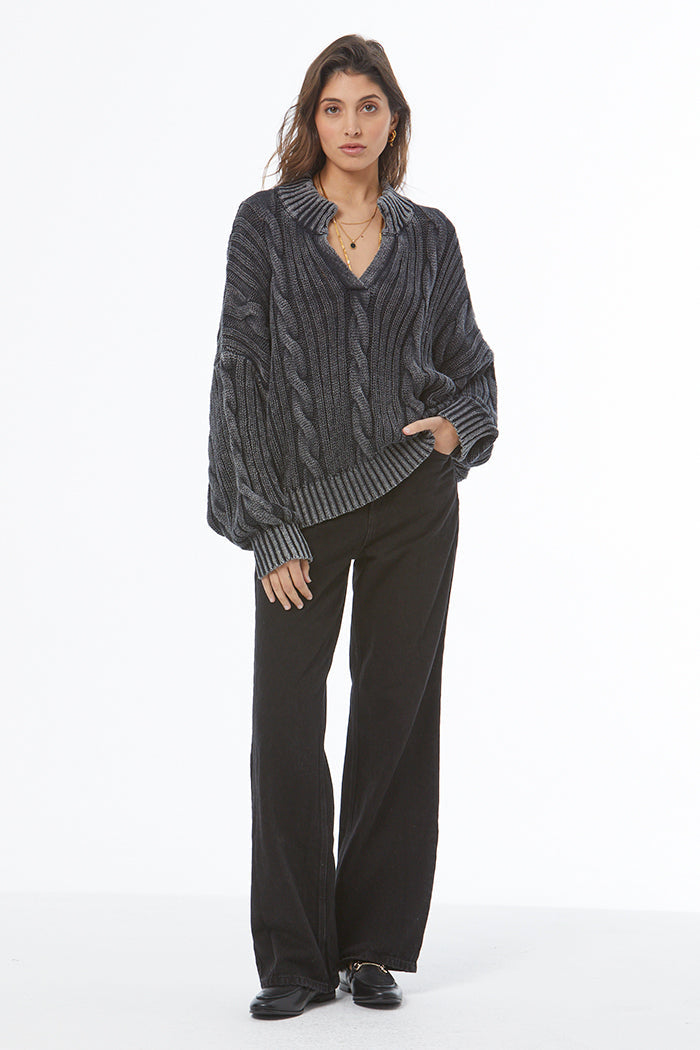 Auckland Sweater - Black Mineral Wash