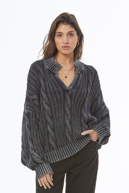 Auckland Sweater - Black Mineral Wash