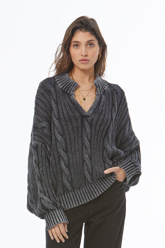 Auckland Sweater - Black Mineral Wash
