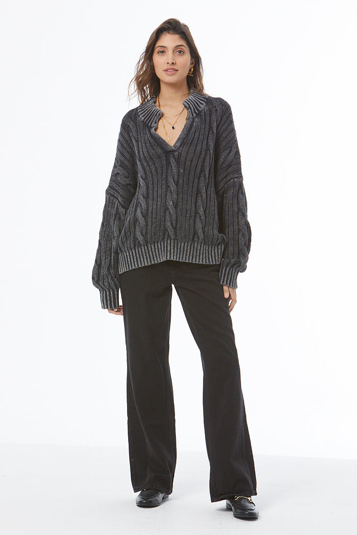 Auckland Sweater - Black Mineral Wash