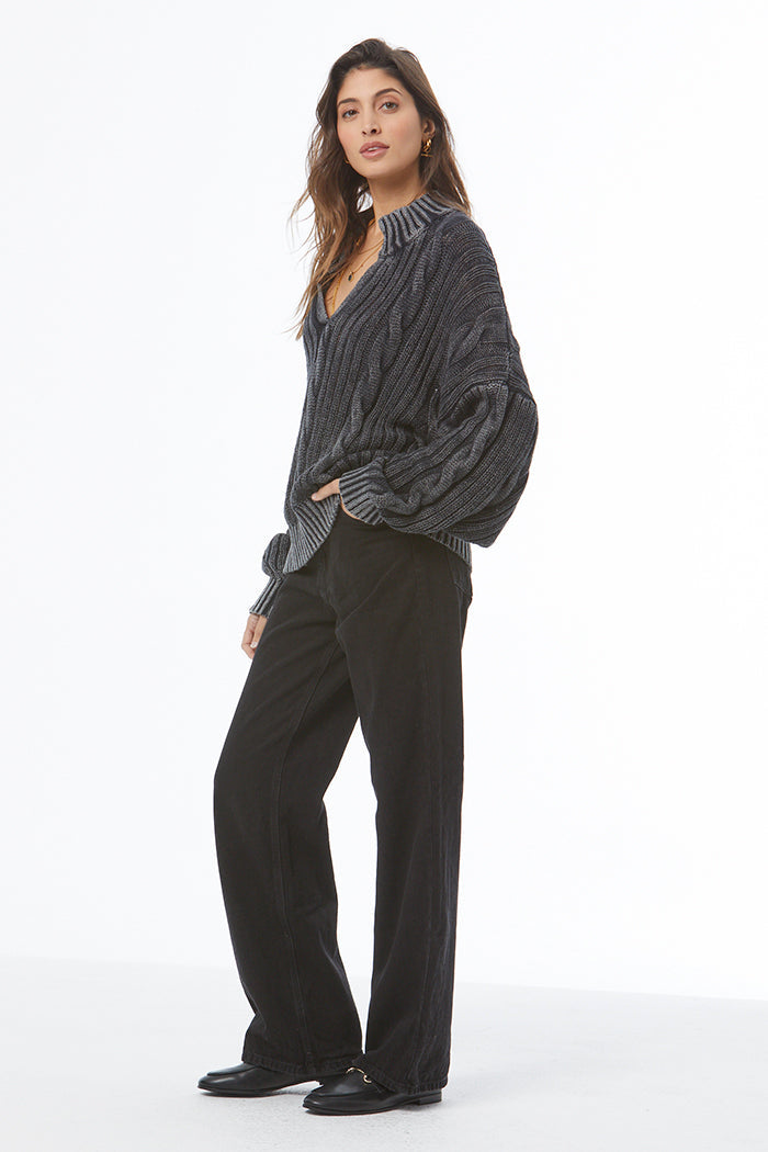 Auckland Sweater - Black Mineral Wash
