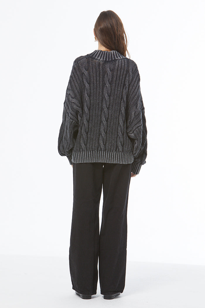 Auckland Sweater - Black Mineral Wash