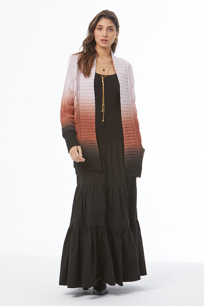 Jimmy Cable Cardi - Antique Violet Ombre
