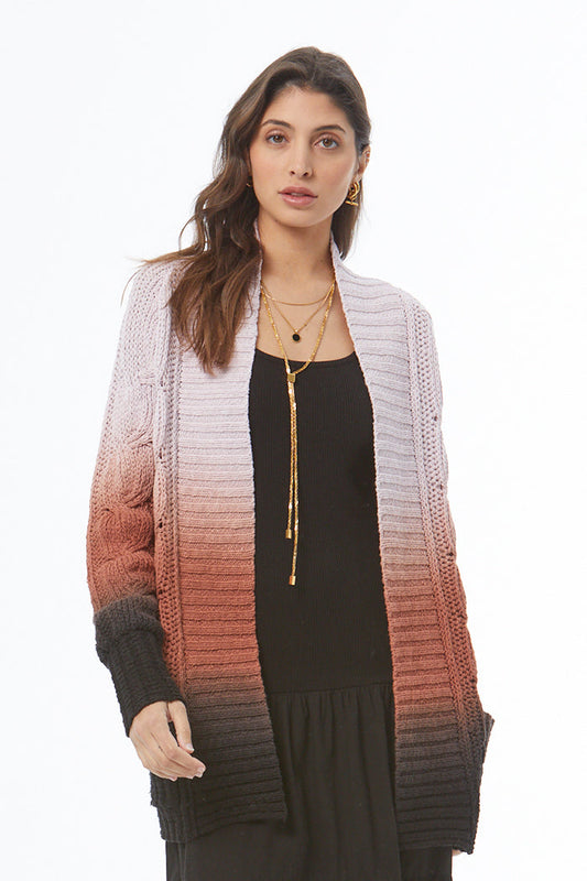 Jimmy Cable Cardi - Antique Violet Ombre