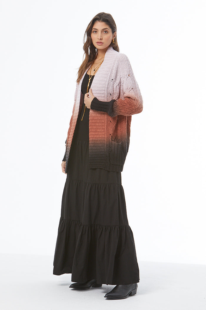 Jimmy Cable Cardi - Antique Violet Ombre