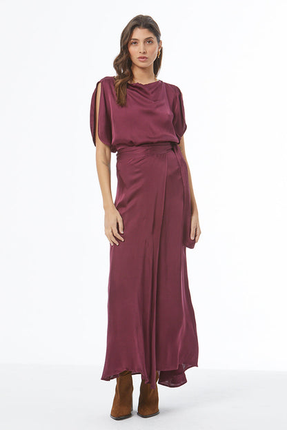 Alra Maxi Wrap Skirt - Cherry Lacquer