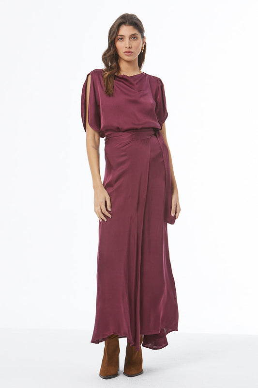 Alra Maxi Wrap Skirt - Cherry Lacquer