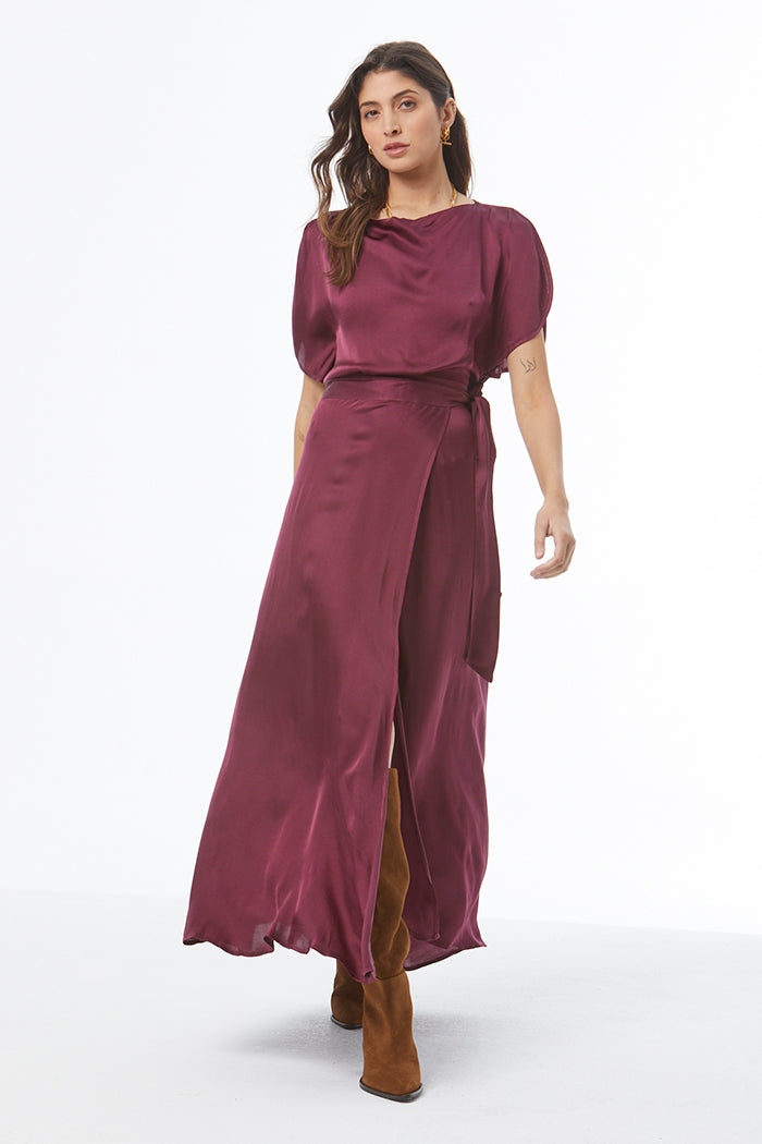 Alra Maxi Wrap Skirt - Cherry Lacquer