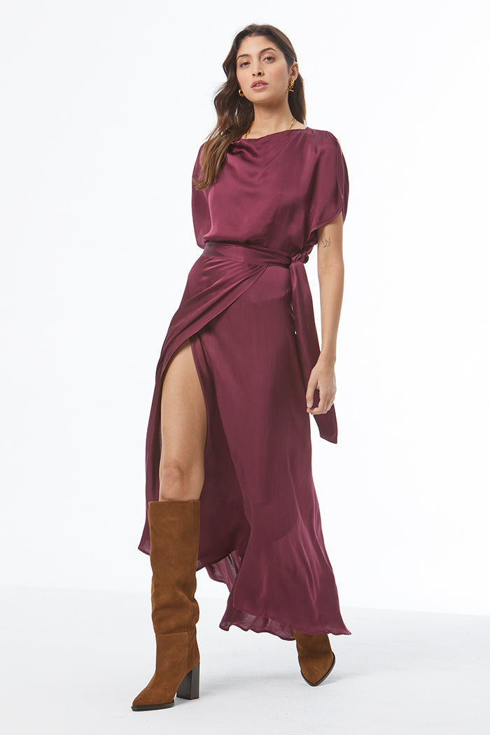 Alra Maxi Wrap Skirt - Cherry Lacquer