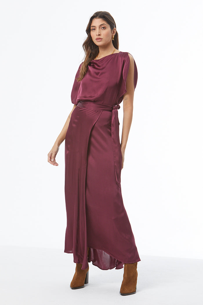 Alra Maxi Wrap Skirt - Cherry Lacquer