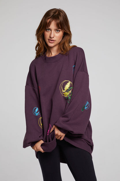 Grateful Dead Steal Your Face PullOver - Plum