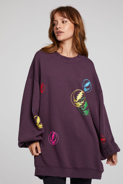 Grateful Dead Steal Your Face PullOver - Plum