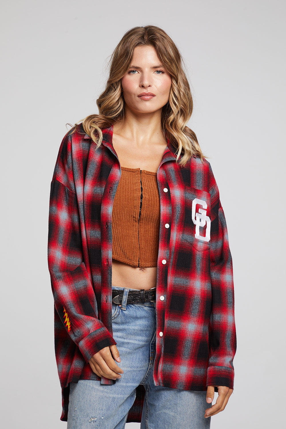 Grateful Dead Dancing Bear Button Down Flannel - Red and Black
