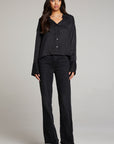 Silky Twill Corall Button Up - Licorice