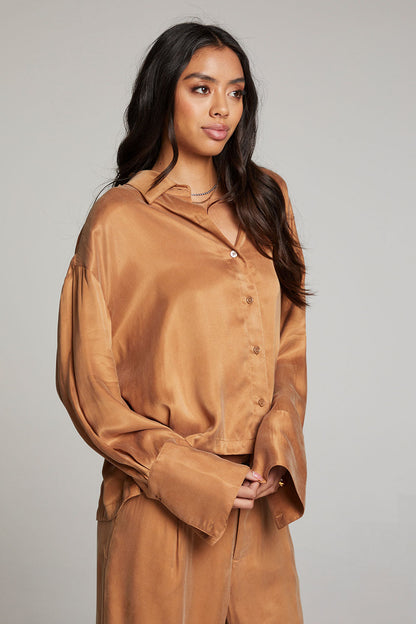 Silky Twill Corall Button Up - Toffee