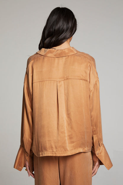 Silky Twill Corall Button Up - Toffee