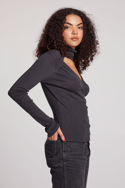 Wylie Long Sleeve Rib Jersey- Licorice