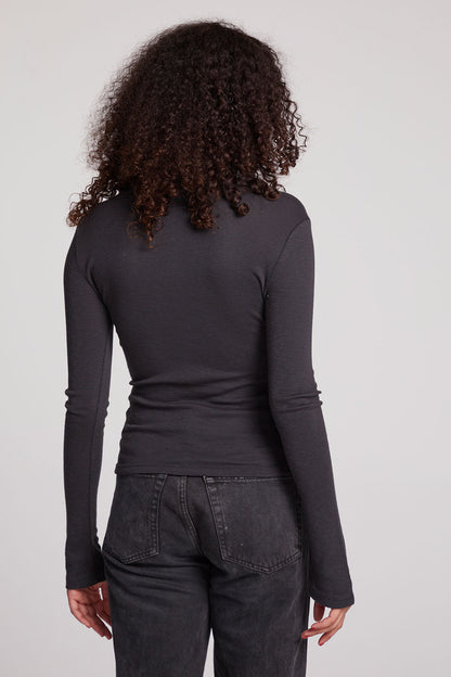 Wylie Long Sleeve Rib Jersey- Licorice