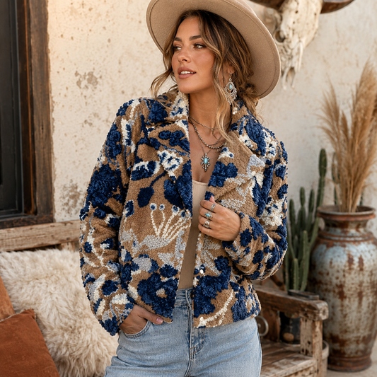 Sherpa Print Knit Coat