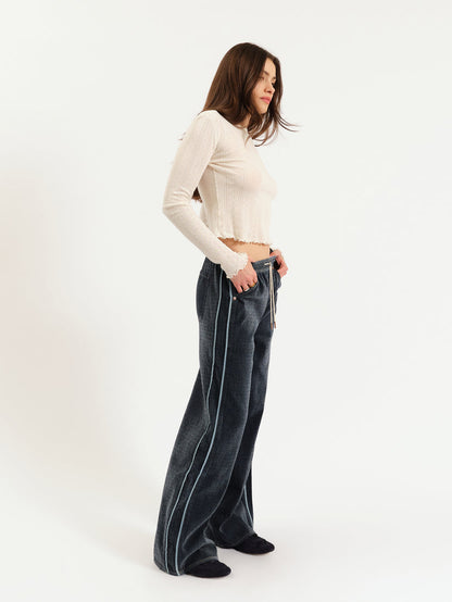 Cozy Jean Wide Leg Pull On - Sky Whisper