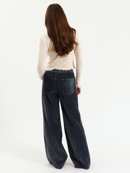 Cozy Jean Wide Leg Pull On - Sky Whisper