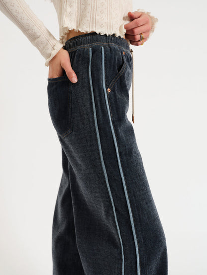 Cozy Jean Wide Leg Pull On - Sky Whisper