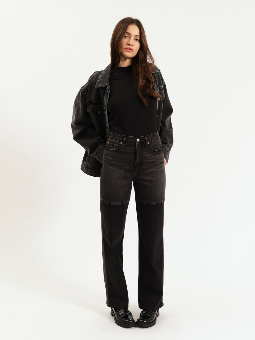 City High Rise Straight Leg - Black Double Dip