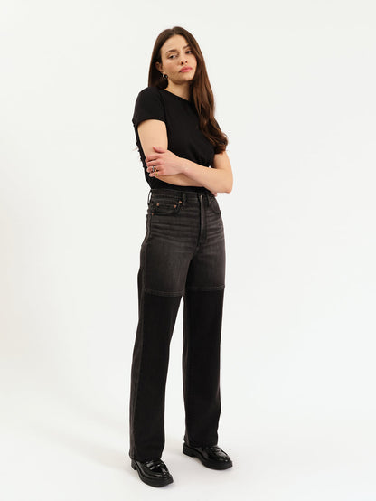 City High Rise Straight Leg - Black Double Dip
