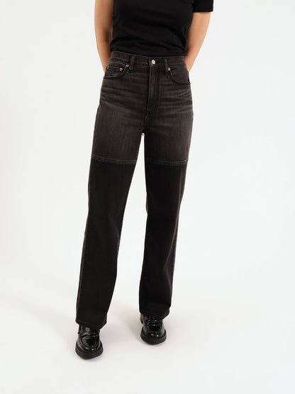 City High Rise Straight Leg - Black Double Dip