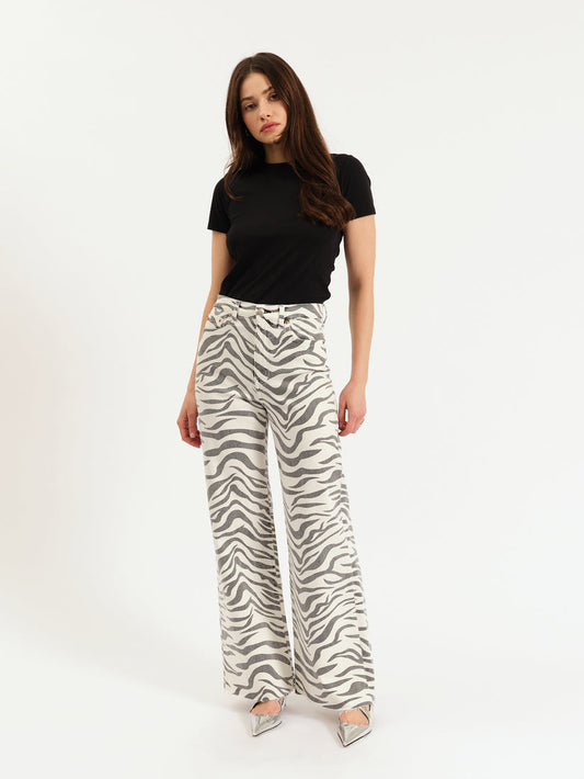 Far Out High Rise Wide Leg - Zebra