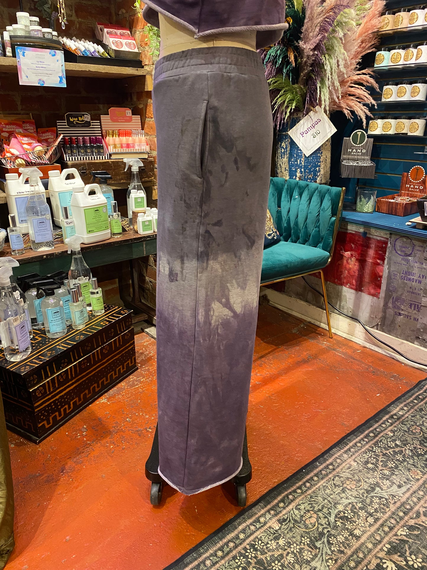 Custom Dyed Wide Leg Sweats - Purple Sky