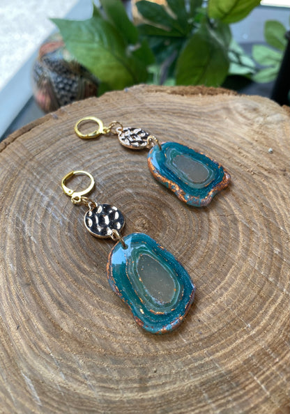 Teal Geodes with Metal Drops *E23