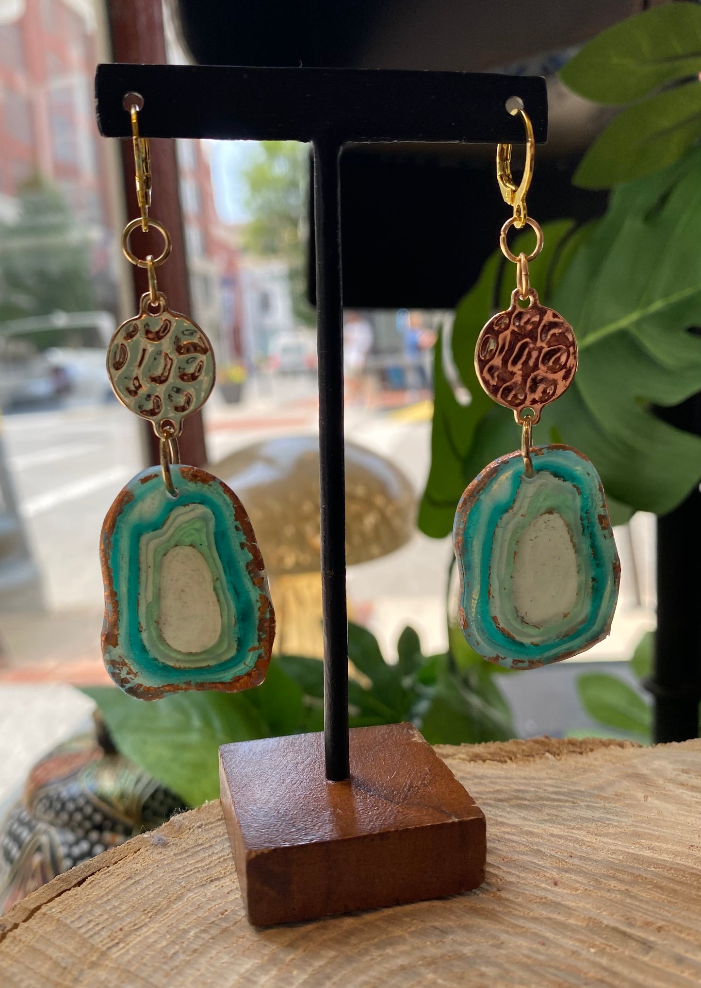Teal Geodes with Metal Drops *E23