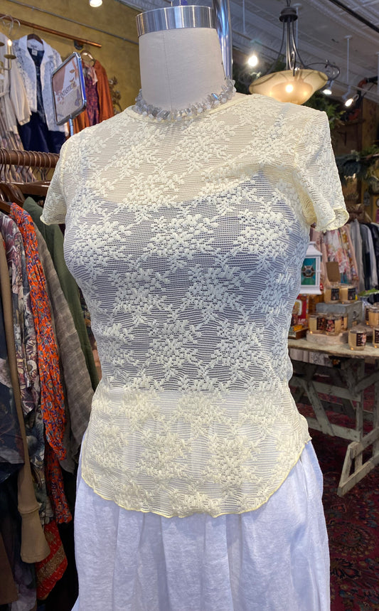Ready To Go Lace Tee - Butter Yellow
