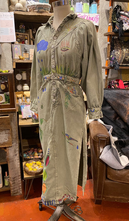 Snail Trail Free People Green Denim Dress - Sharayah Doty*