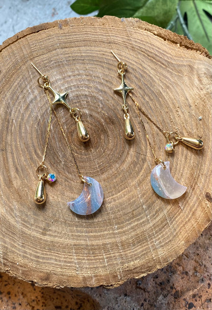 Blue Geode Moon Drops *E17