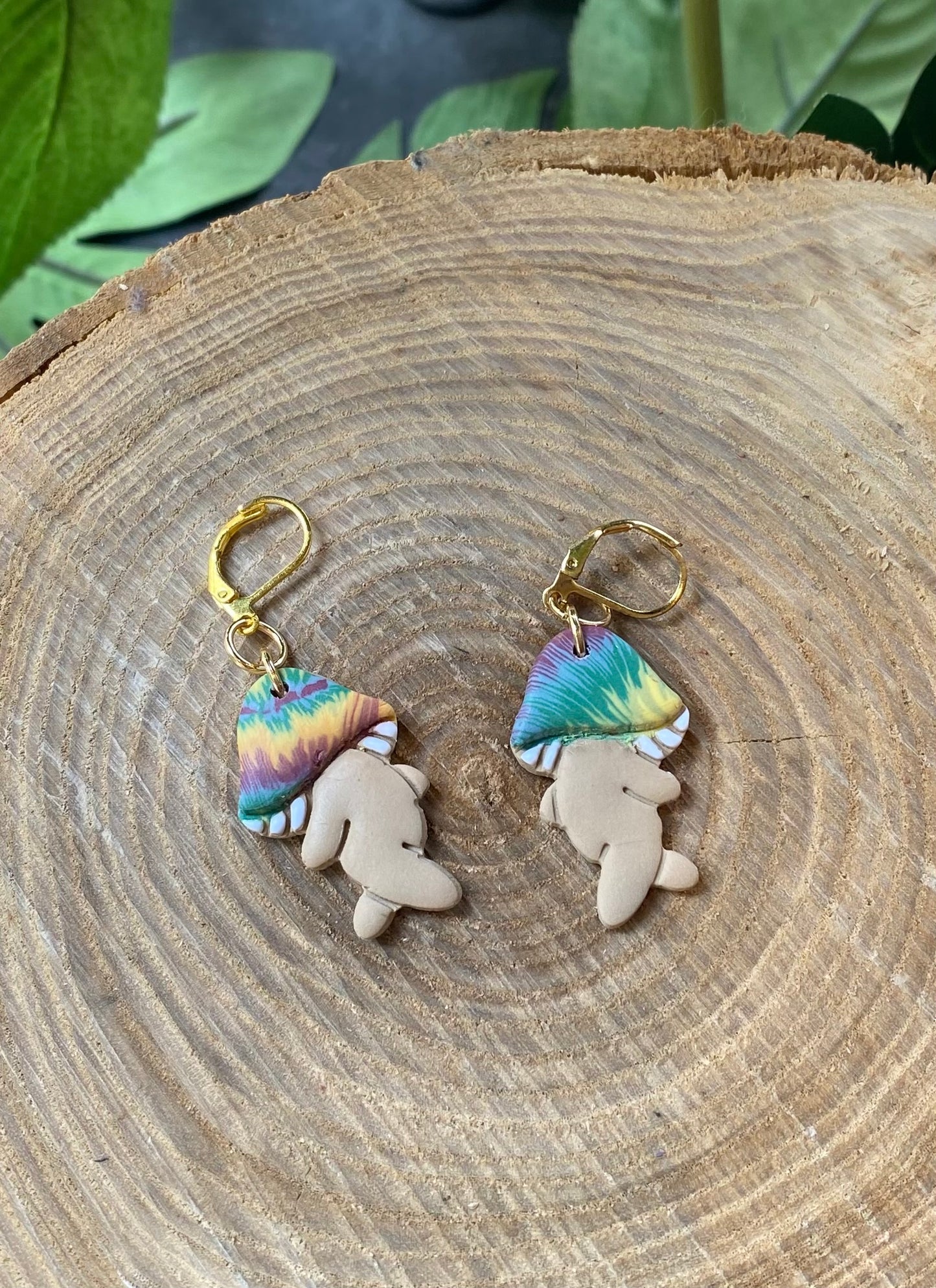Tie Dye Mushie Dangles *E38